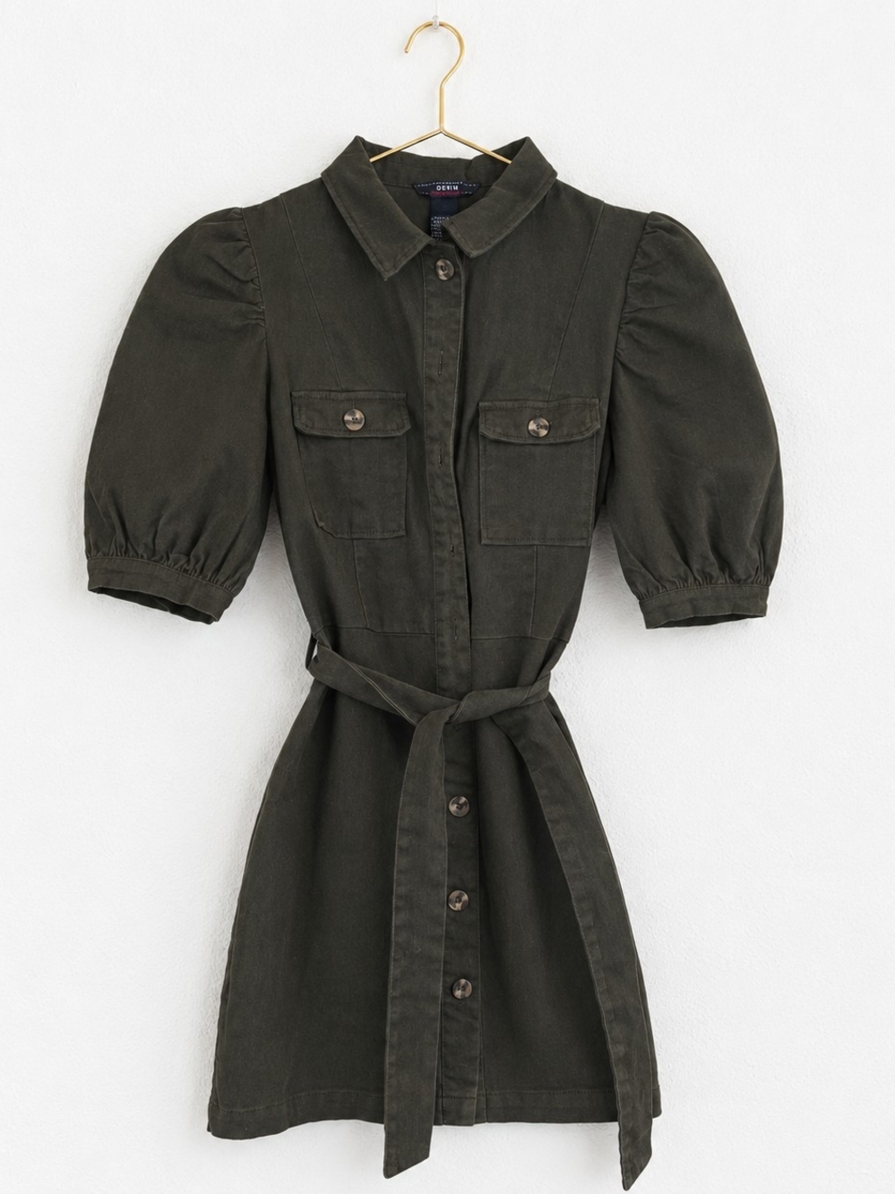 Flying Tomato Olive Utility Mini Dress with Belt | S